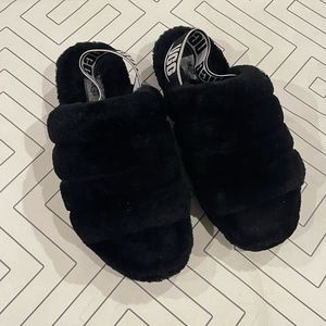 UGG Black Fluff Yeah Slippers